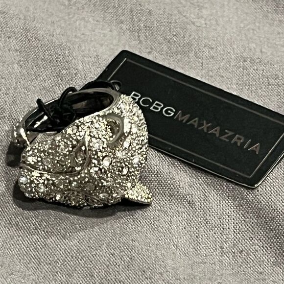 NWT BCBGMaxazria Rhodium Silver Crystal Studded Panther Cocktail Ring Size 5 - Picture 2 of 6
